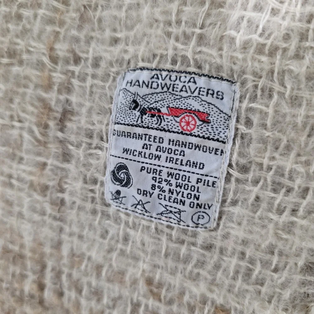 Avoca Handweavers Wool Ireland Plaid Throw Blanket Tan Cozy‎